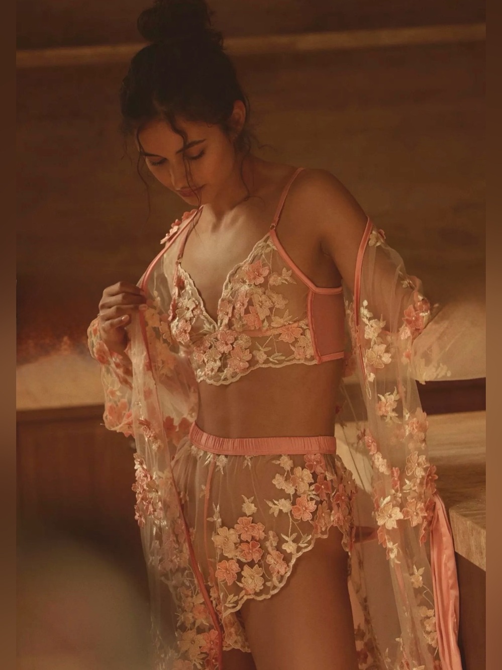 Kilo Brava Embroidered Floral Mesh Tap Shorts Sz M EUC Romantic Lingerie Barbie